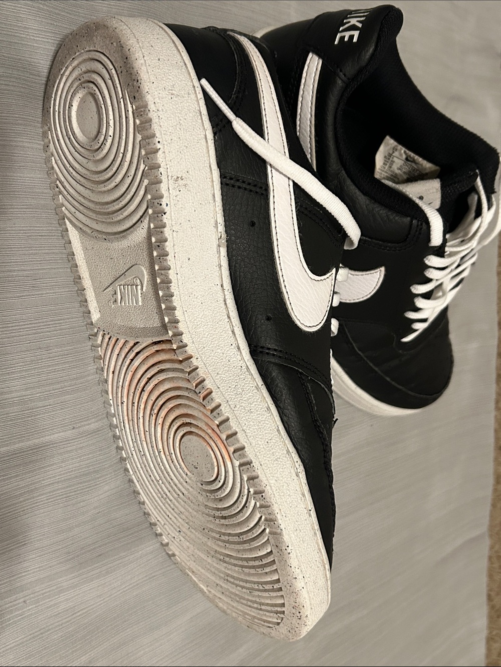 Nike Court Vision Black and White Low-Top Leather Sneakers - Picture 5 of 6